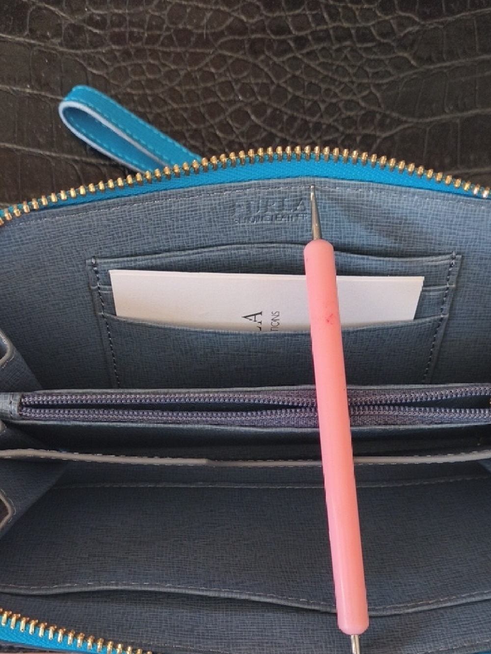 Furla Zip Wristlet Wallet in Bright Blue - Picture 5 of 11